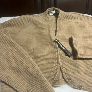 Vince Beige Ribbed Knit Sweater